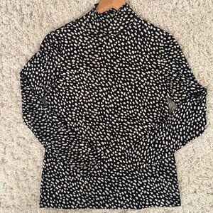 Tory Burch Black & White Silk Mockneck